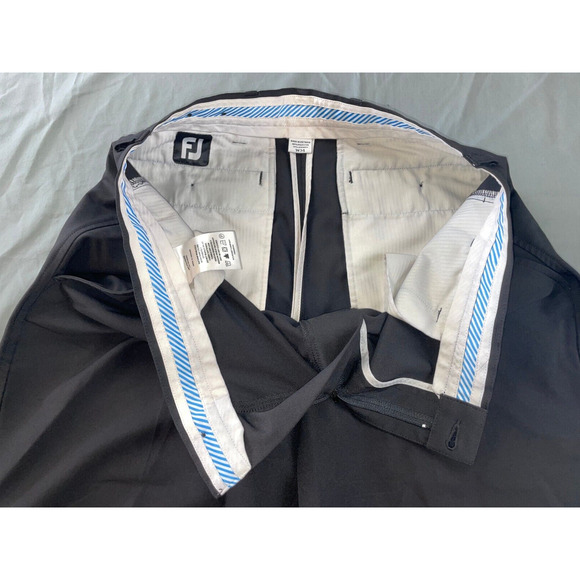 FootJoy Lightweight Flat Front Stretch Microfiber Golf Shorts. Black, Size 34. - Picture 3 of 5